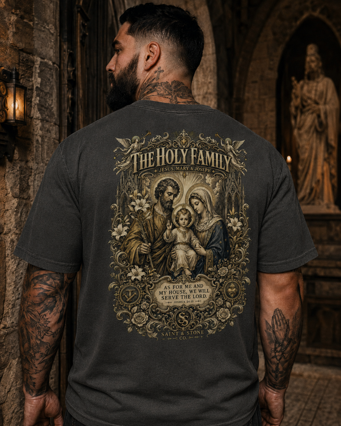 The Holy Family — Joshua 24:15 Catholic T-Shirt
