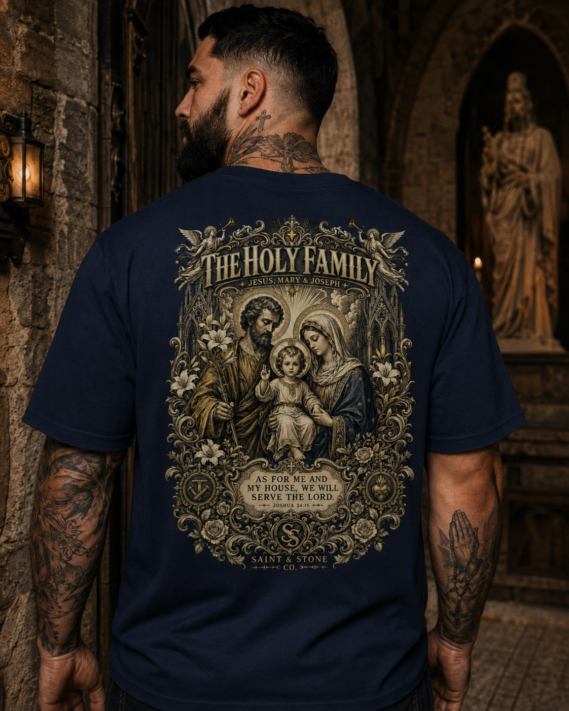 The Holy Family — Joshua 24:15 Catholic T-Shirt