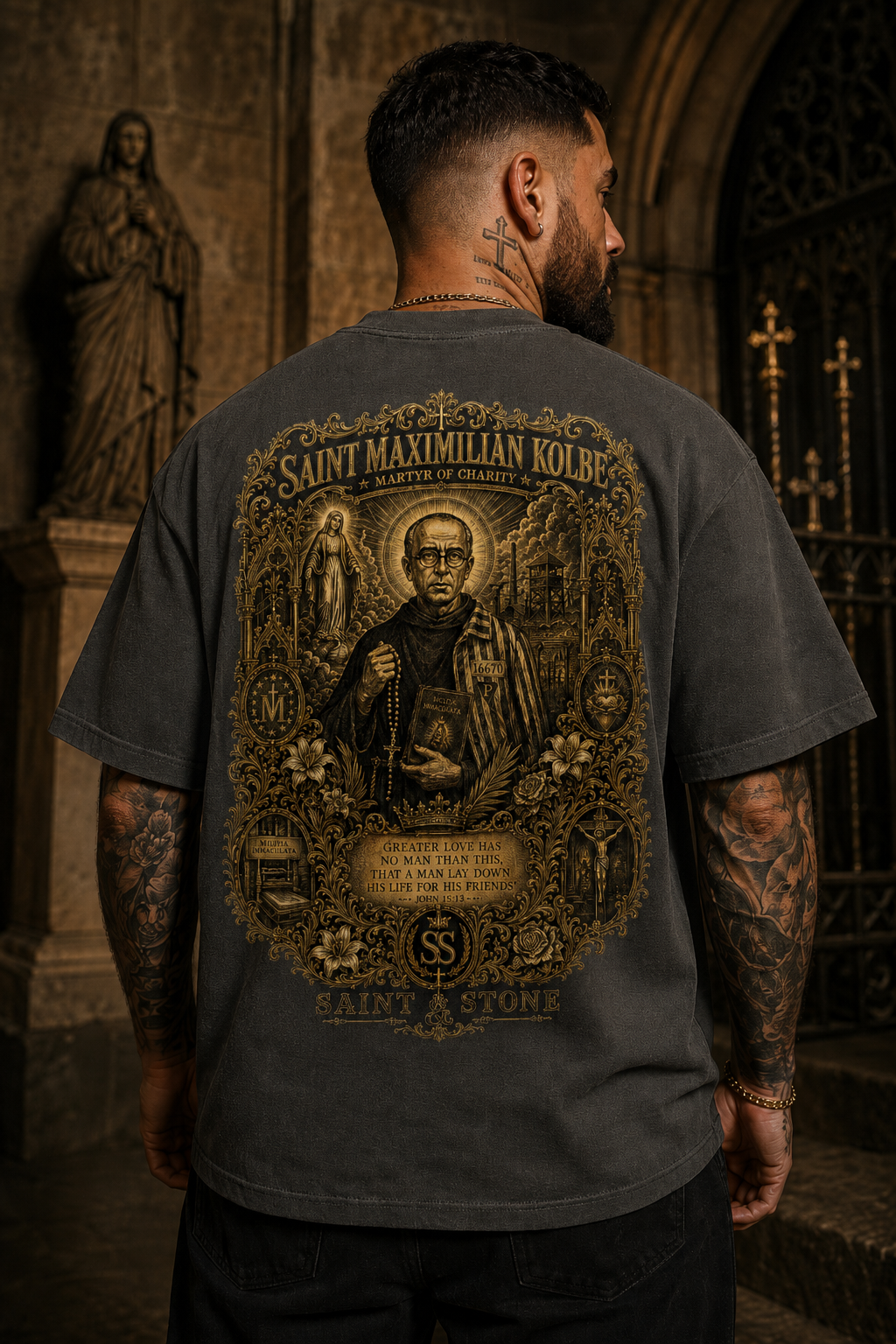 Saint Maximilian Kolbe Oversized T-Shirt