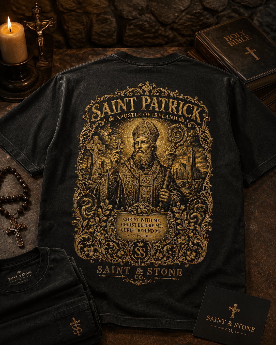 Saint Patrick Apostle of Ireland Oversized T-Shirt