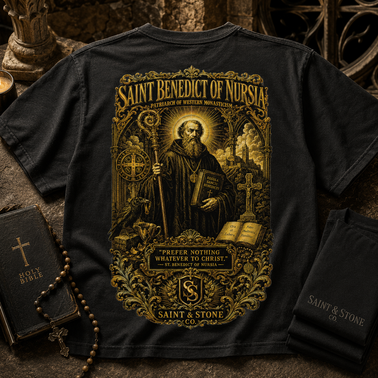 Saint Benedict of Nursia Oversized T-Shirt