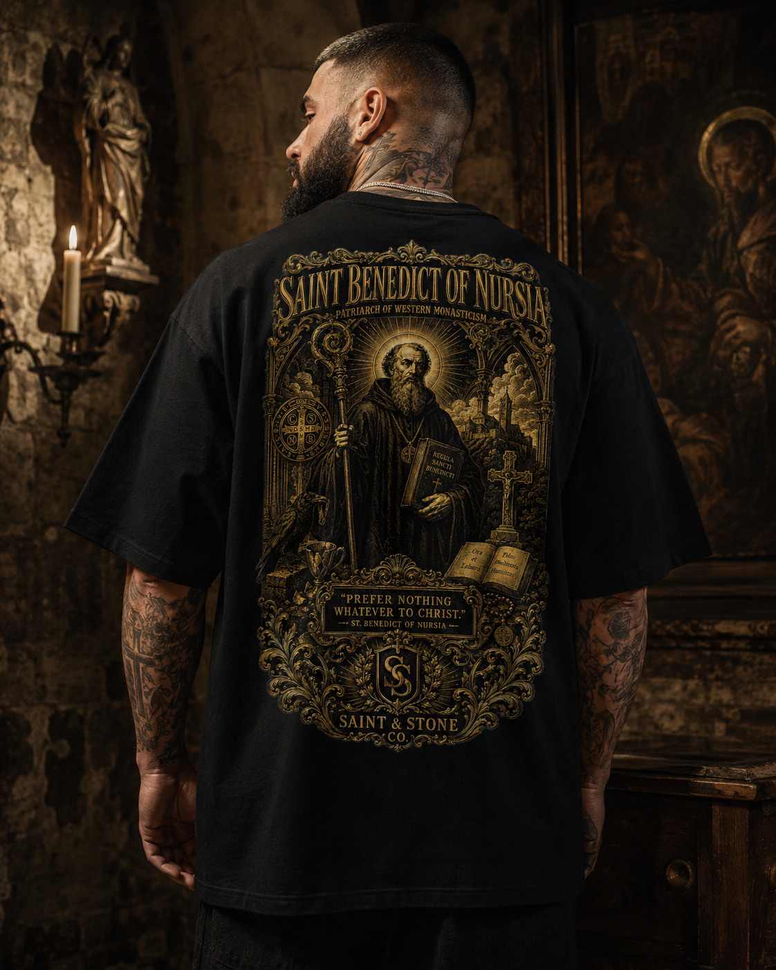 Saint Benedict of Nursia Oversized T-Shirt