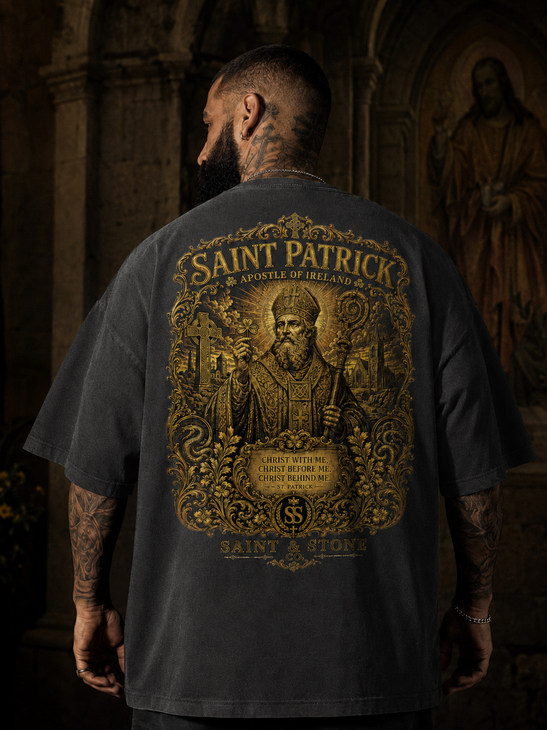 Saint Patrick Apostle of Ireland Oversized T-Shirt