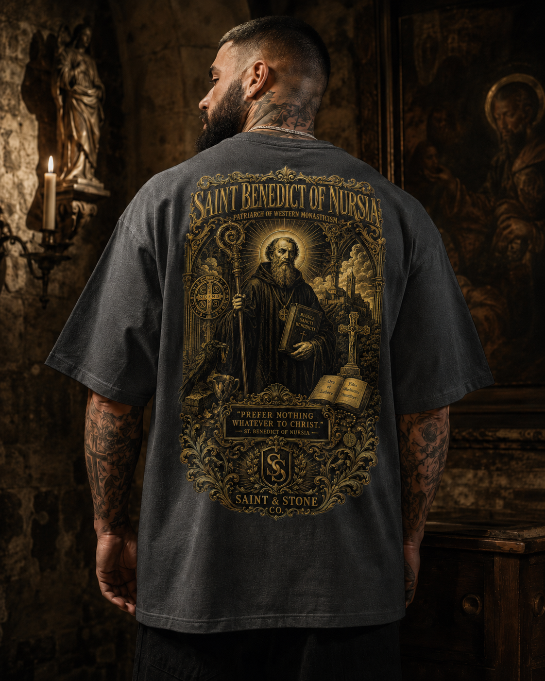 Saint Benedict of Nursia Oversized T-Shirt