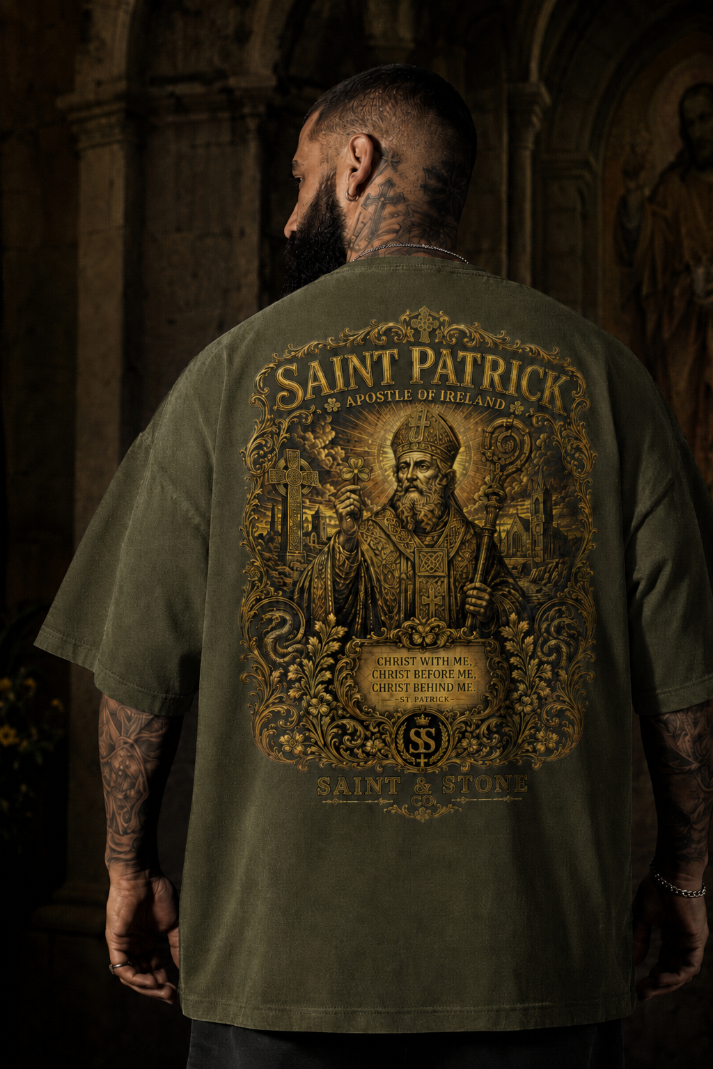 Saint Patrick Apostle of Ireland Oversized T-Shirt