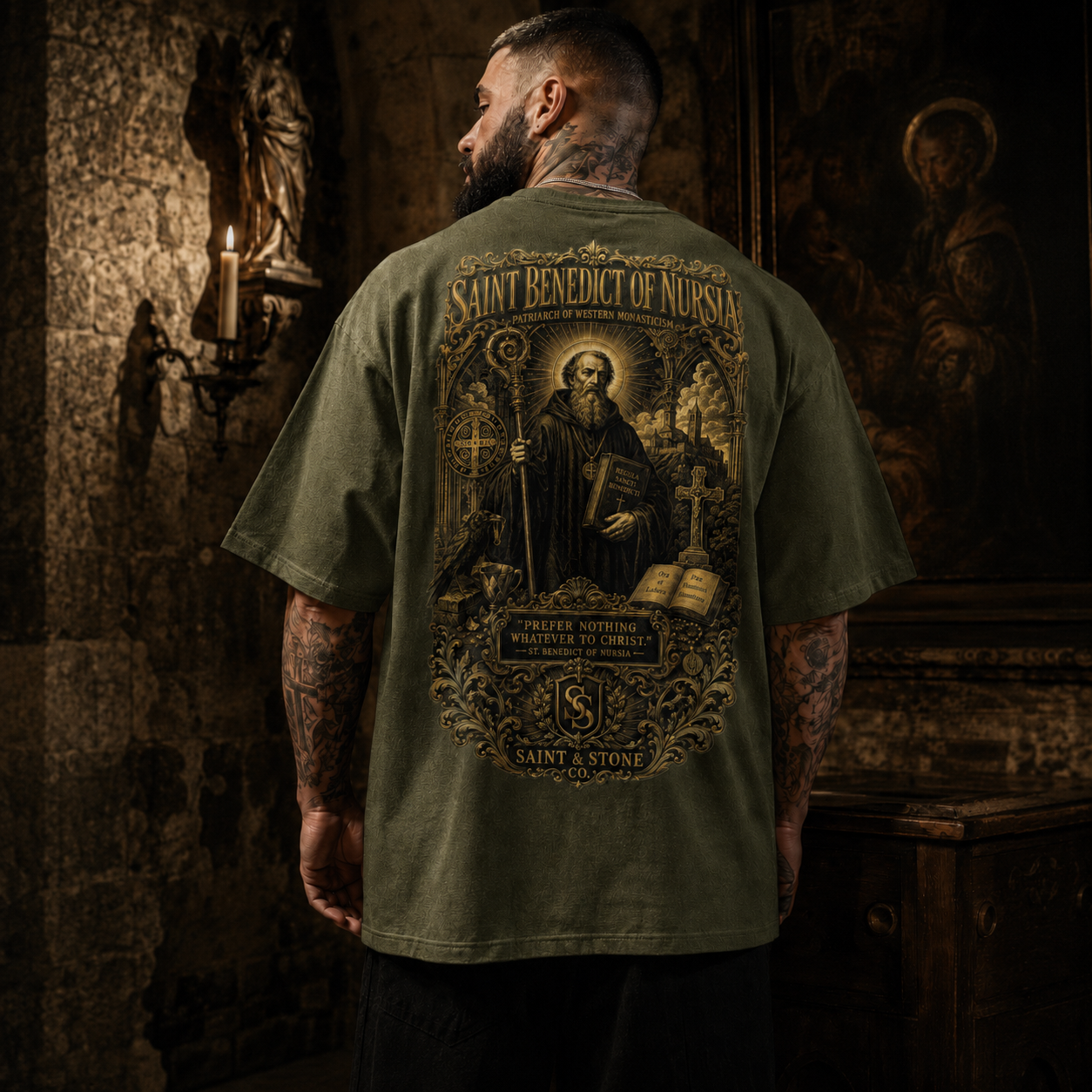 Saint Benedict of Nursia Oversized T-Shirt
