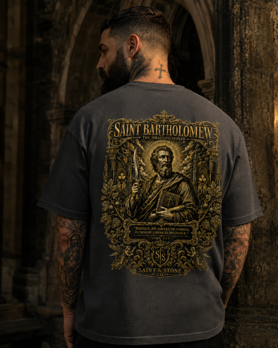 Saint Bartholomew Shirt, Catholic Saint Tee, John 1:47 Bible Verse Shirt, Christian Streetwear, Gildan 5000