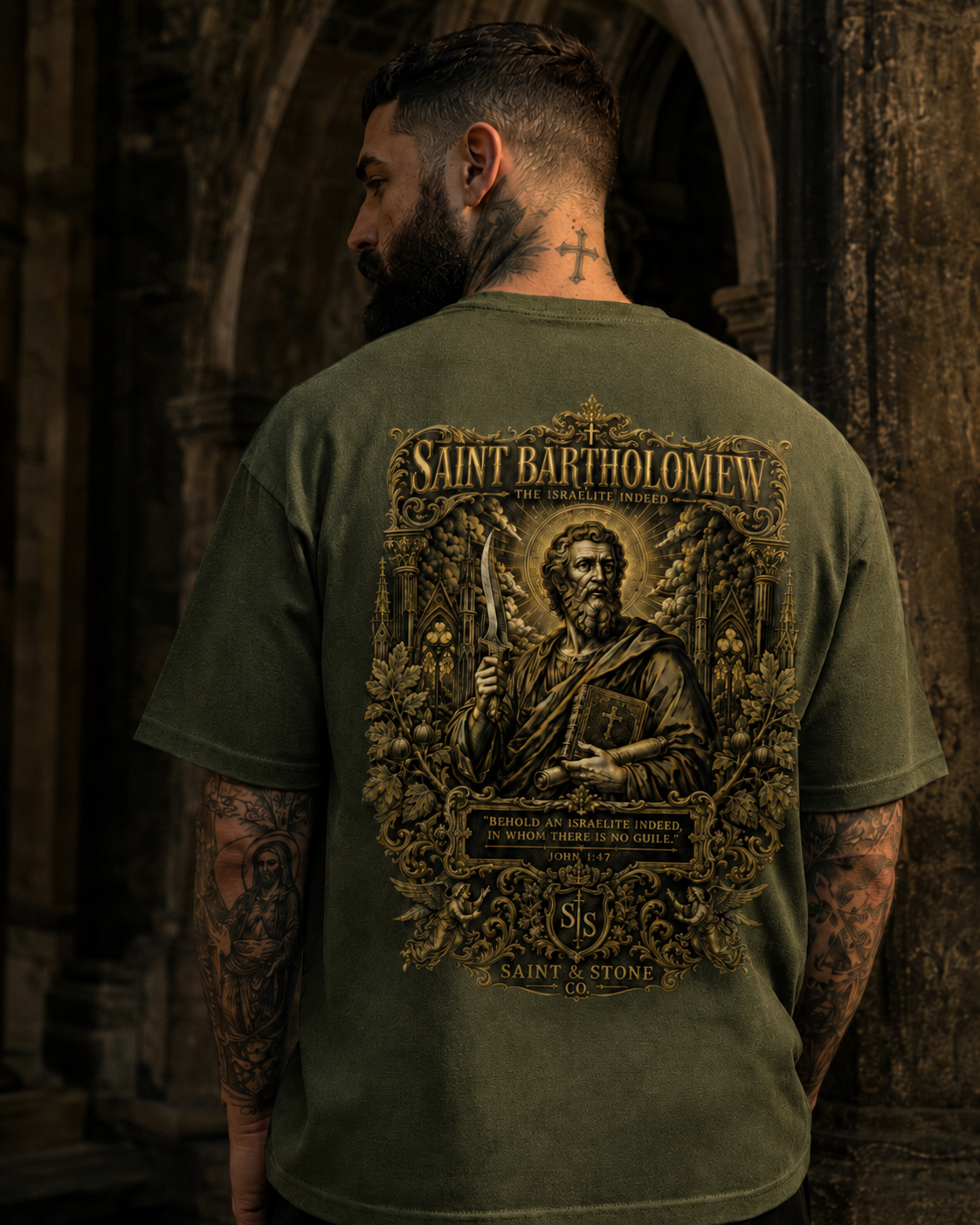 Saint Bartholomew Shirt, Catholic Saint Tee, John 1:47 Bible Verse Shirt, Christian Streetwear, Gildan 5000