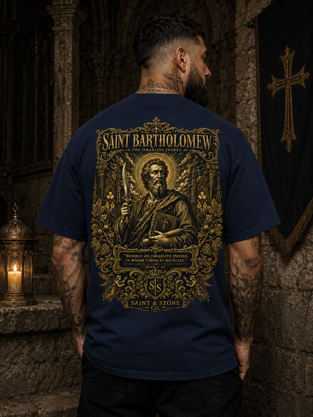 Saint Bartholomew Shirt, Catholic Saint Tee, John 1:47 Bible Verse Shirt, Christian Streetwear, Gildan 5000
