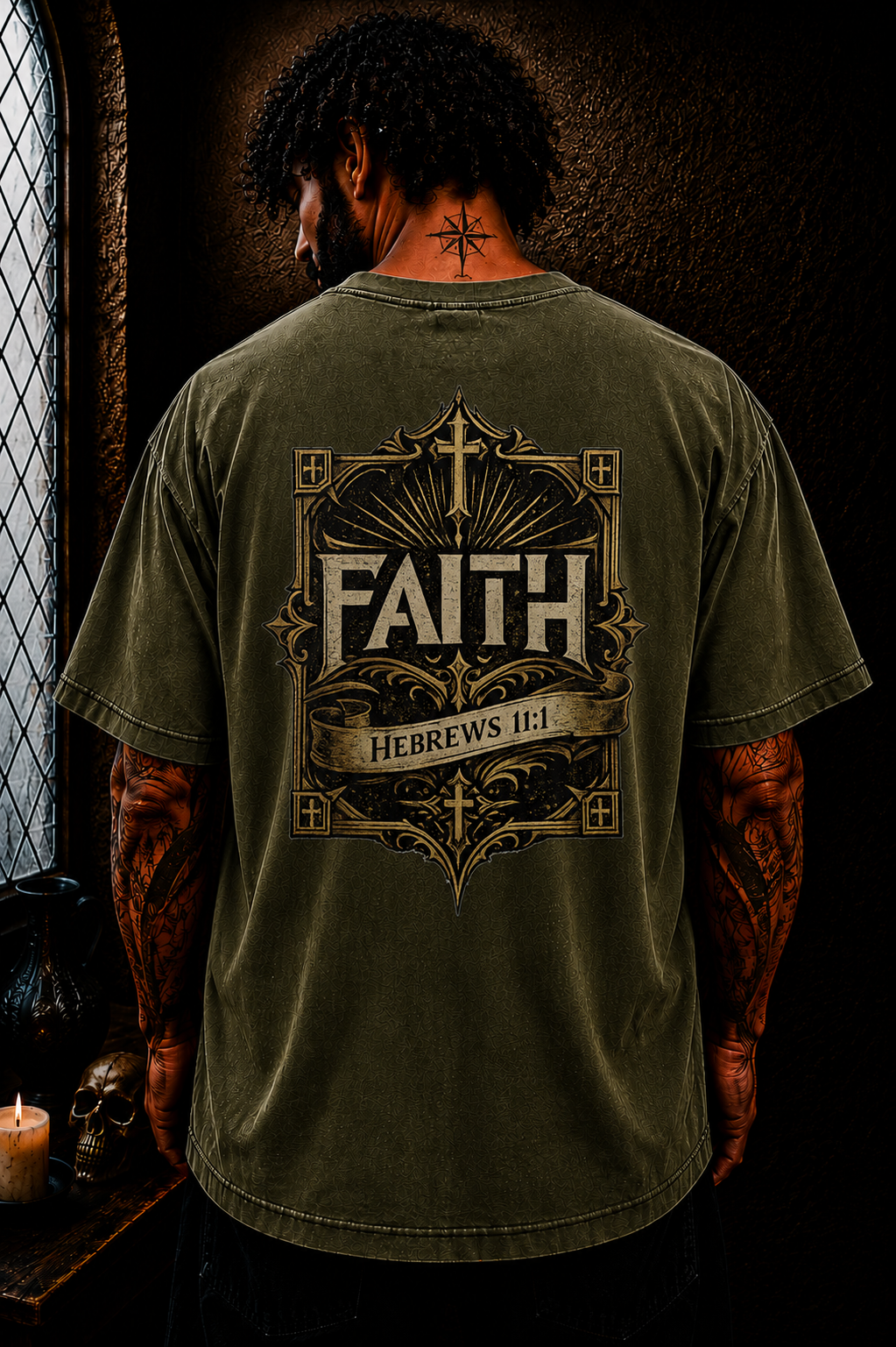 Faith Hebrews 11:1 Christian Oversized T-Shirt | Catholic Streetwear Bible Verse Graphic Tee