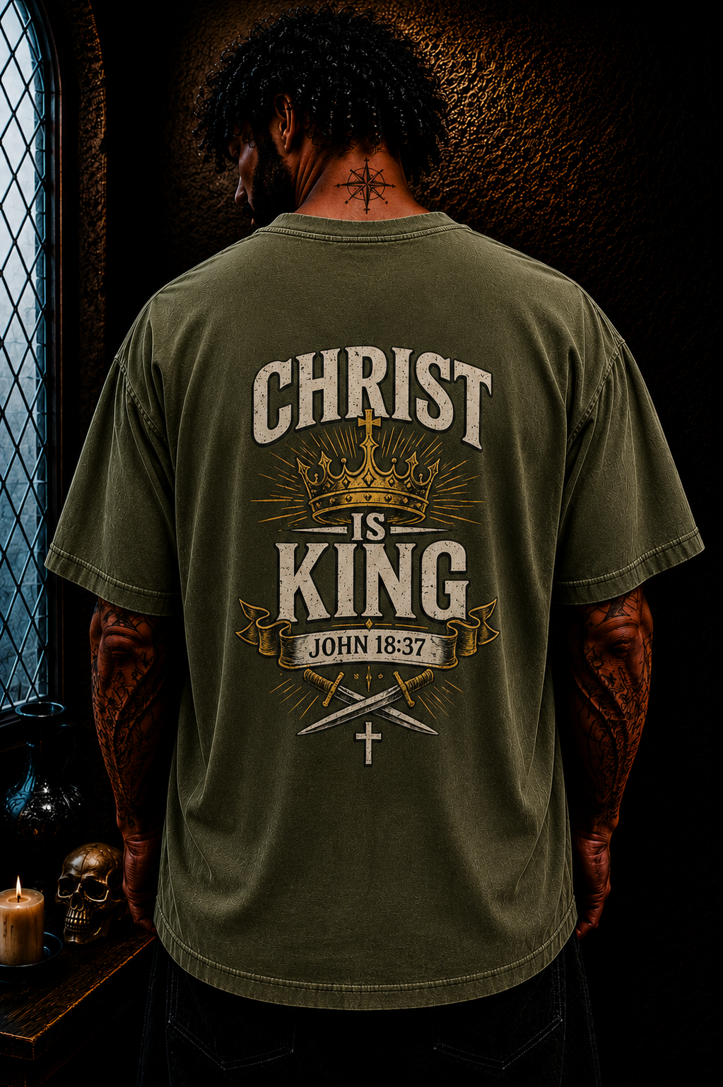 Christ Is King Christian Oversized T-Shirt | John 18:37 Catholic Streetwear Graphic Tee