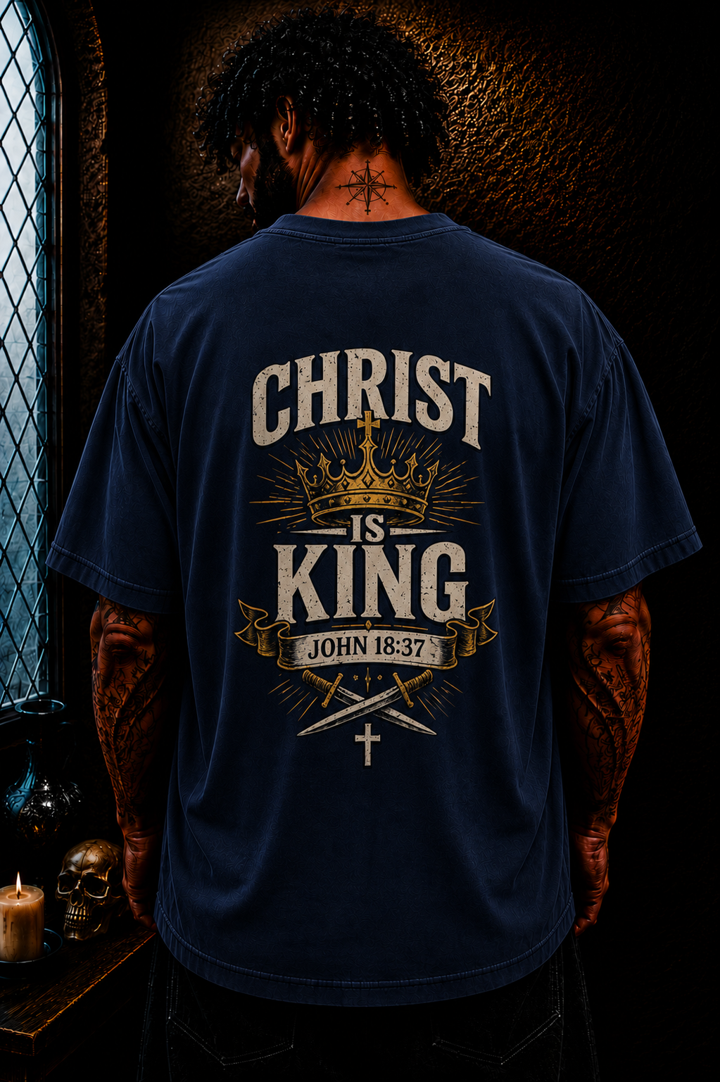 Christ Is King Christian Oversized T-Shirt | John 18:37 Catholic Streetwear Graphic Tee