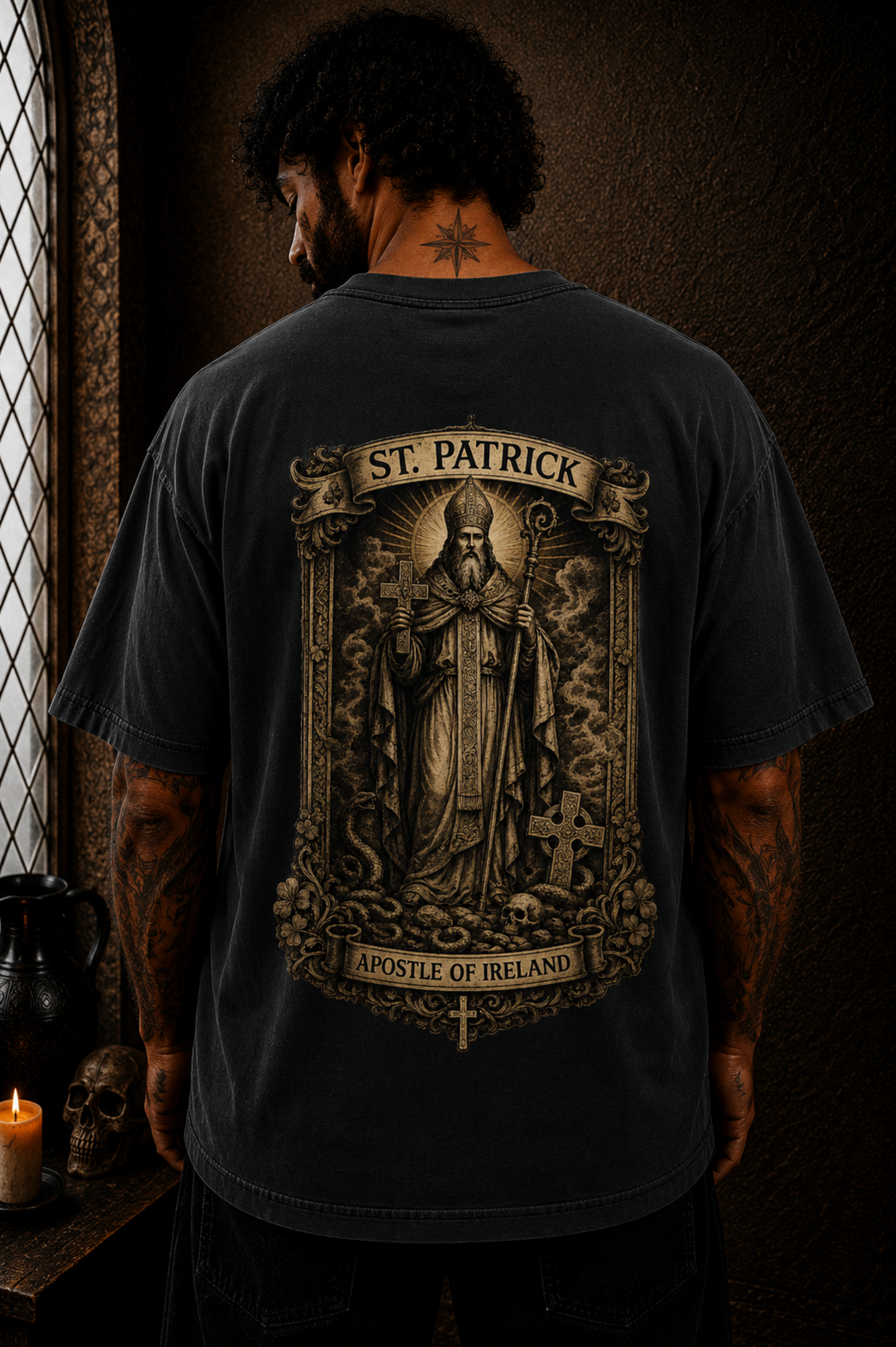 Saint Patrick Apostle of Ireland Oversized Catholic Streetwear T-Shirt