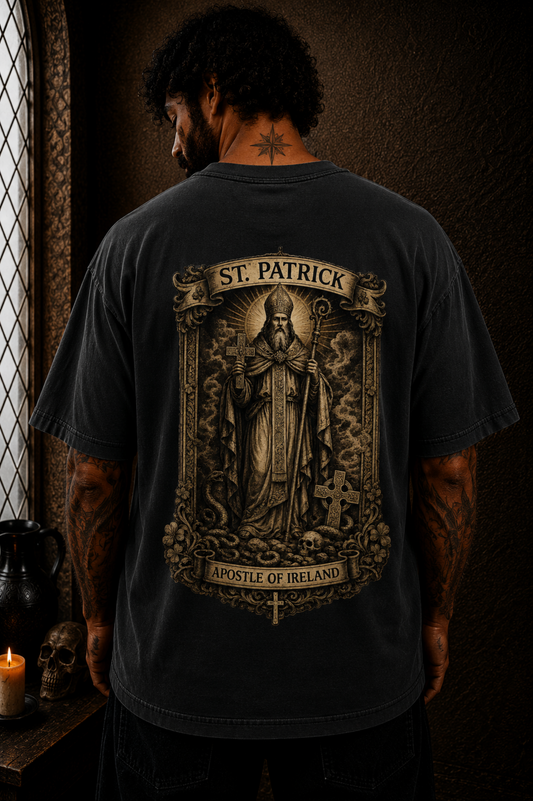 Saint Patrick Apostle of Ireland Oversized Catholic Streetwear T-Shirt