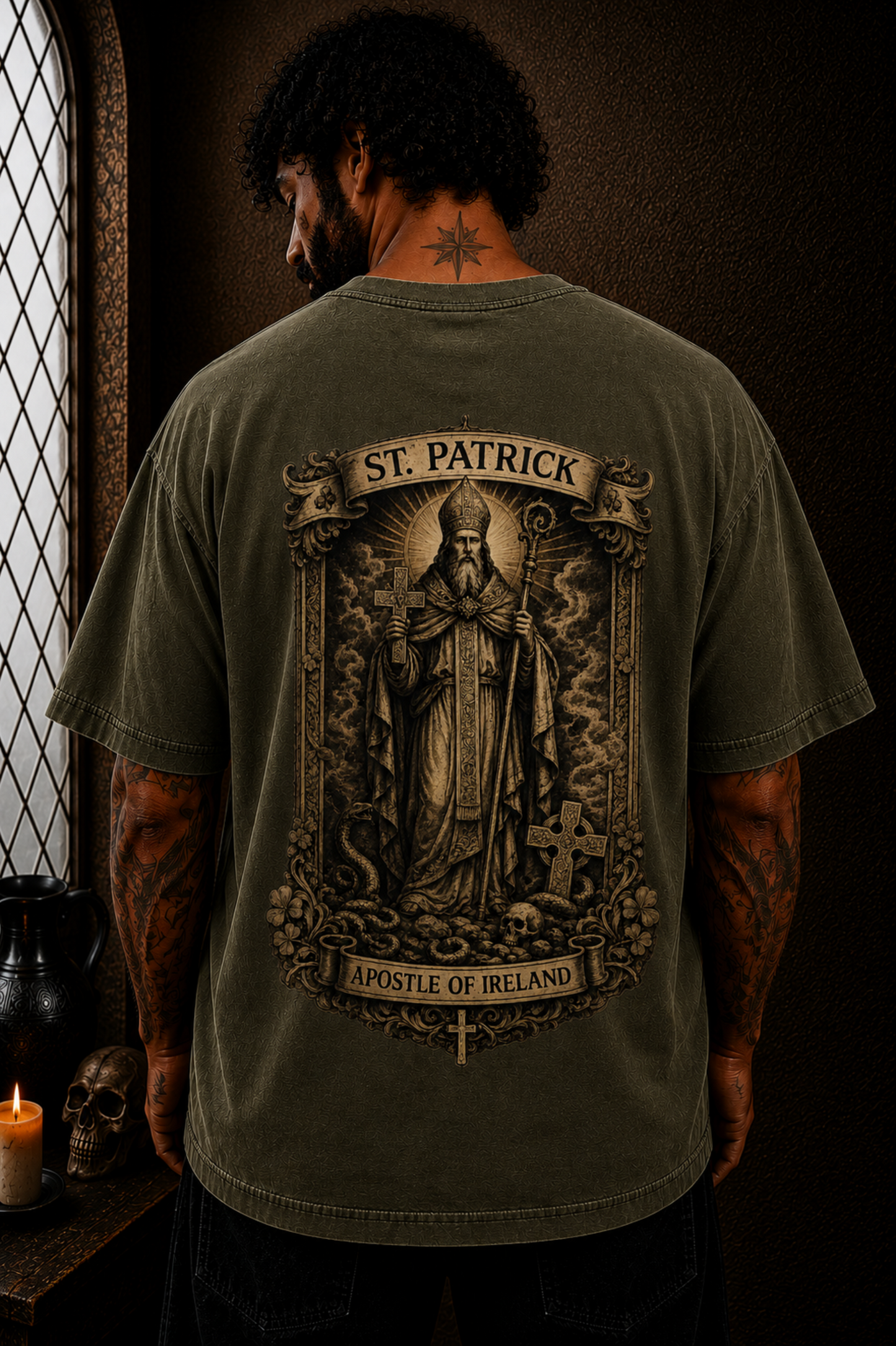Saint Patrick Apostle of Ireland Oversized Catholic Streetwear T-Shirt
