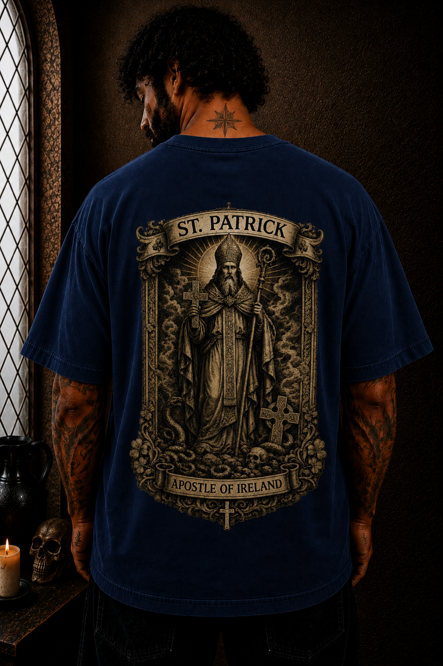 Saint Patrick Apostle of Ireland Oversized Catholic Streetwear T-Shirt
