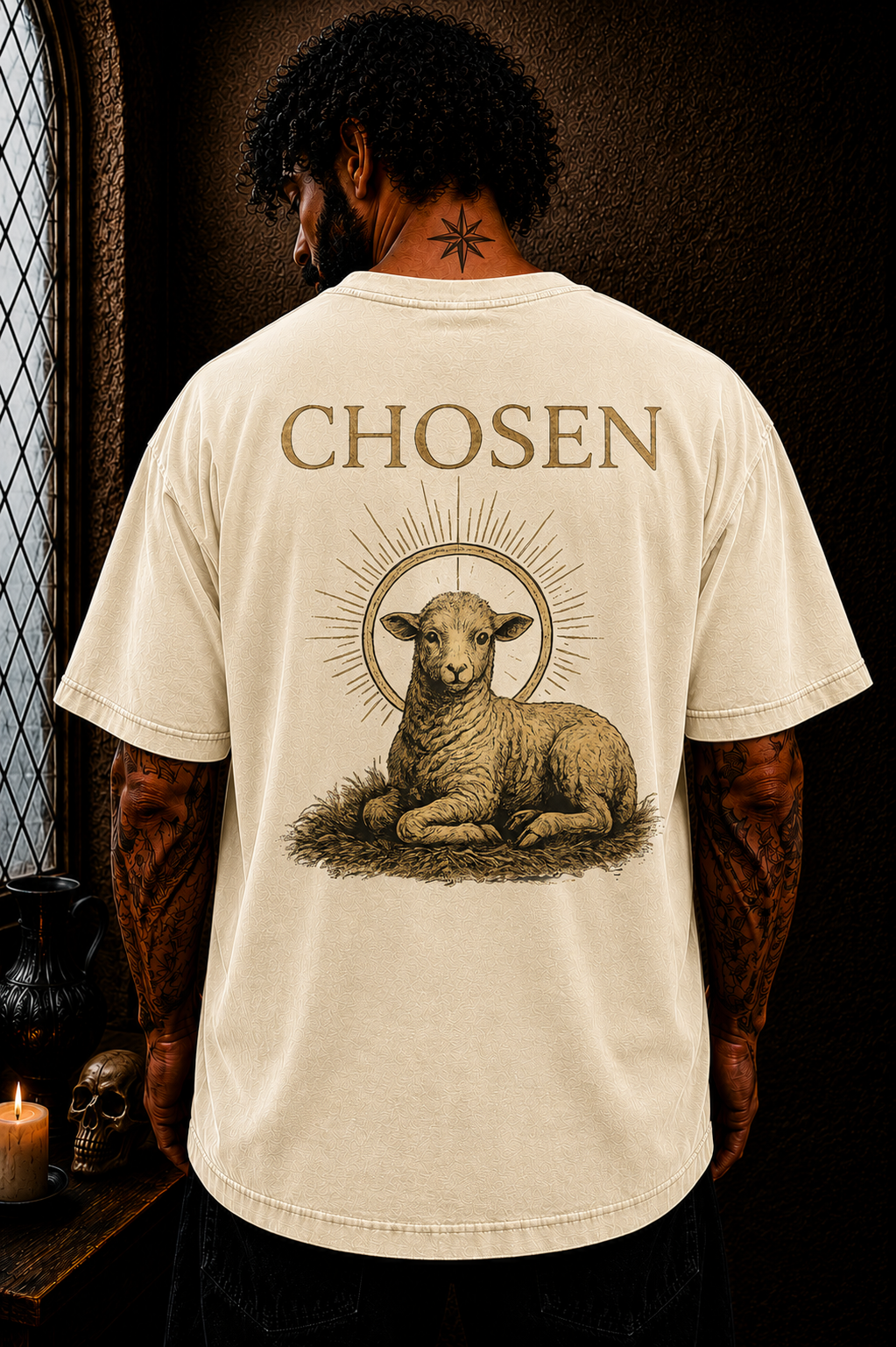 Chosen Lamb of God Christian Oversized Streetwear T-Shirt | Faith Based Catholic Graphic Tee