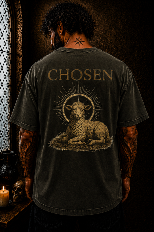 Chosen Lamb of God Christian Oversized Streetwear T-Shirt | Faith Based Catholic Graphic Tee